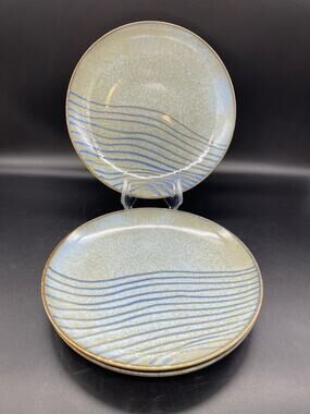 Joseph Abboud Mediterranean Waves 1032 Set of 3 Stoneware Salad Plates 8.25"